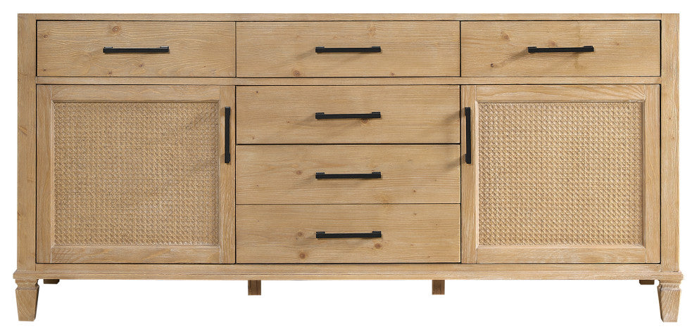 Solana Bathroom Cabinet Vanity Base, Weathered Fir, 72", Without Mirror
