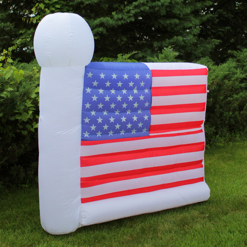 Inflatable Lighted Fourth of July American Flag Yard Art Decoration, 6'