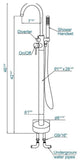 ADM Freestanding Tub Filler Handheld Shower Spray, Chrome Finish, 59" Hose