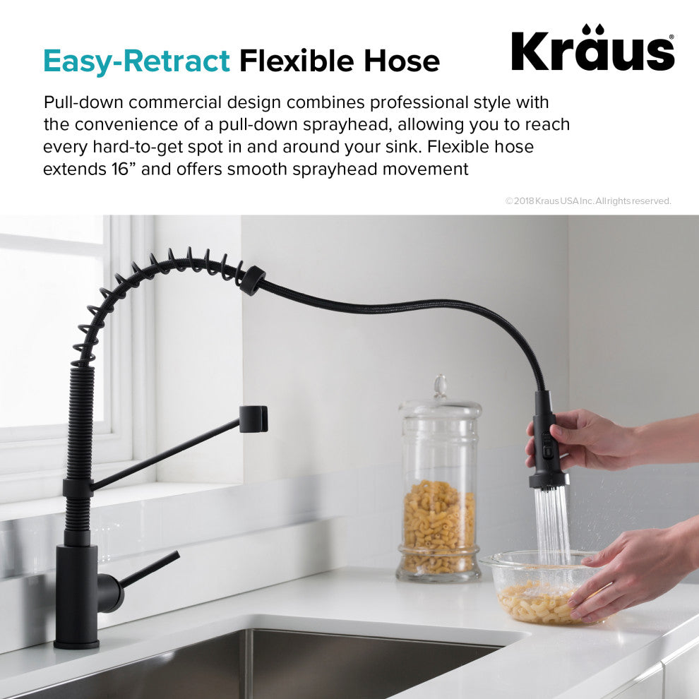 24" Undermount Stainless Steel Kitchen Sink, Pull-Down Faucet MB, Dispenser