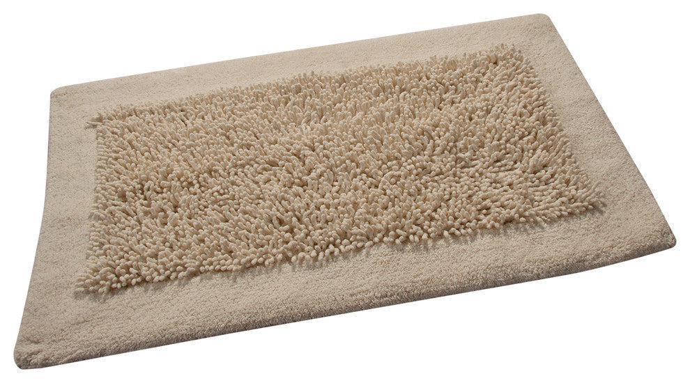 Bath Rug Cotton and Chenille Tufted, 2 Piece Set, 24"x17" and 34"x21", Ivory