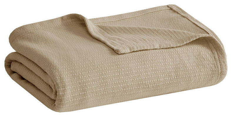 Madison Park Freshspun Basketweave All-Season Bedding Blanket, Khaki