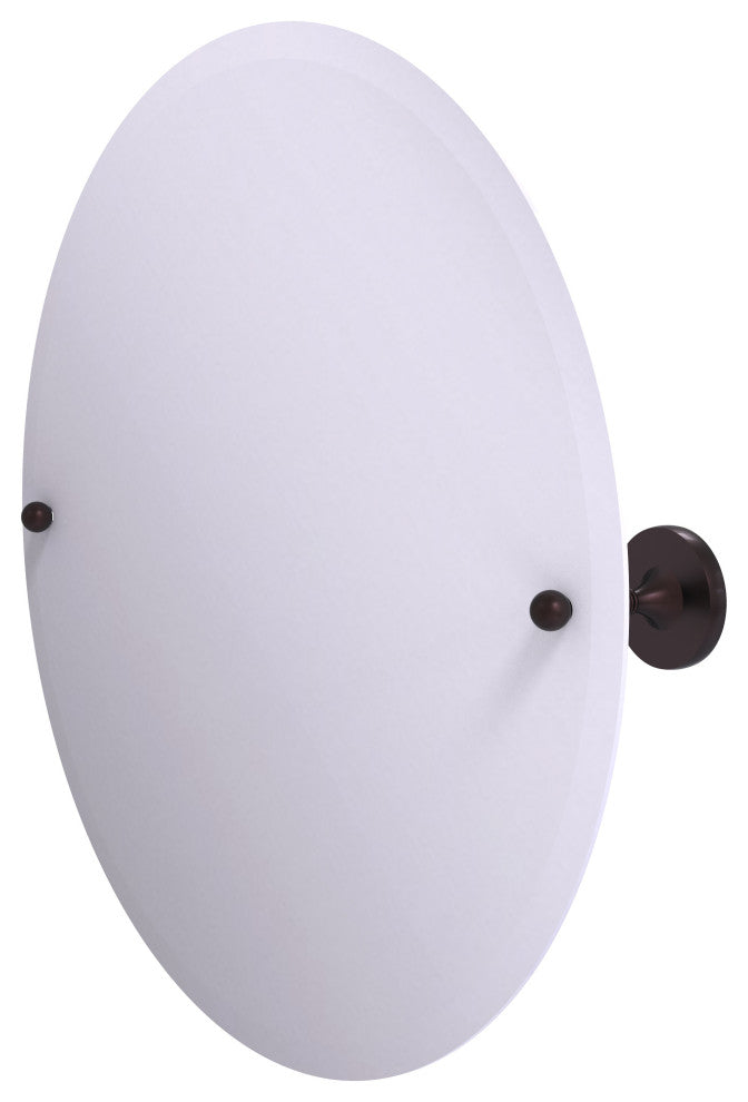 Shadwell Frameless Round Beveled Edge Tilt Mirror, Antique Bronze