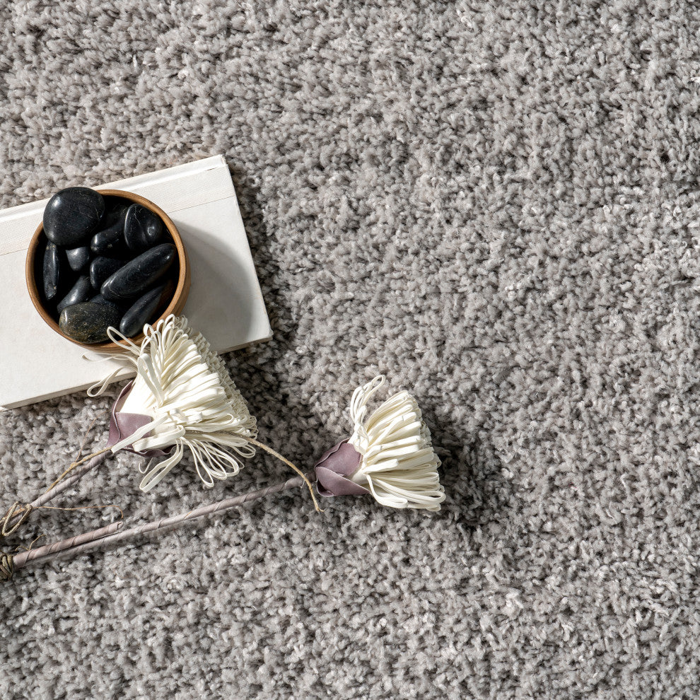 Nuloom Cozy Soft and Plush Solid Easy Shag Area Rug, Silver 8'x10'