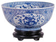 Blue and White Porcelain Floral Chinese Bowl With Stand 12"