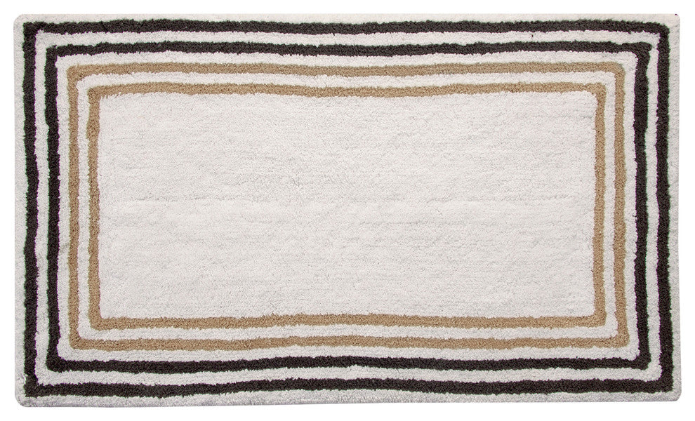 Bath Rug Cotton, 50"x30", White and Multi Beige, , GSF 180, Tonal Stripe
