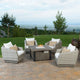 Cannes 5 Piece Sunbrella Outdoor Patio Fire Chat Set, Cream