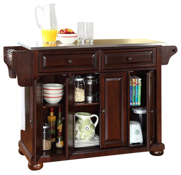 Crosley Furniture Alexandria Wood Kitchen Island in Mahogany