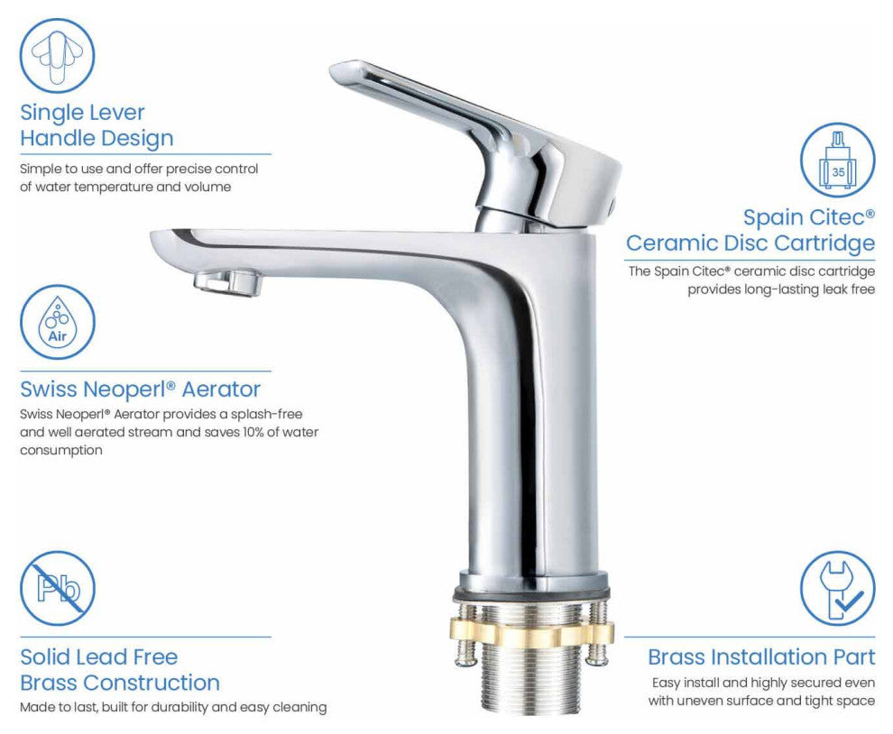 Tender Single Handle Bathroom Sink Faucet, Chrome