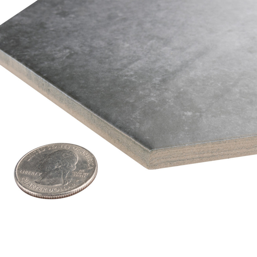 Heritage Hex Carbon Porcelain Floor and Wall Tile