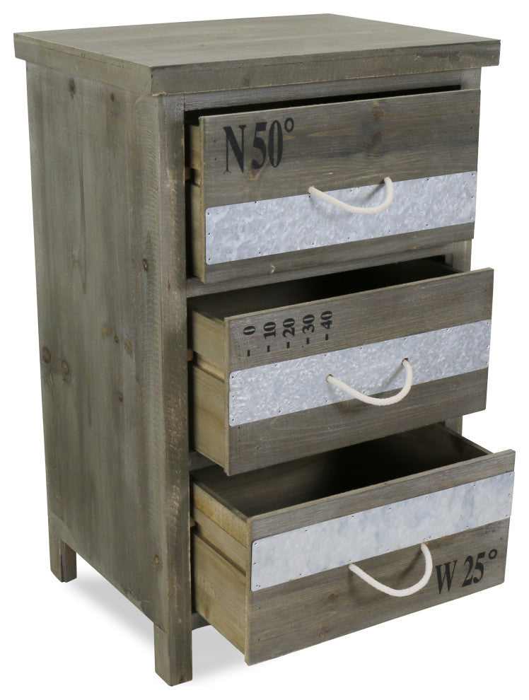 3-Drawer Rope Handle Wooden Cabinet