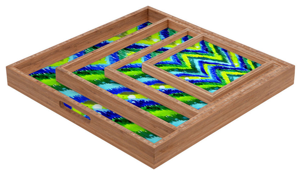 Deny Designs Cayenablanca Green Chevron Square Tray
