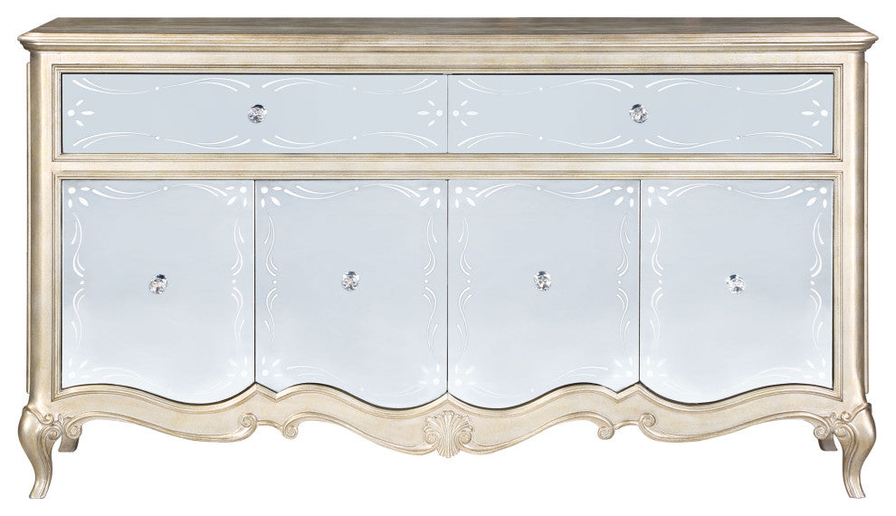 Esteban Server, Mirrored and Antique Champagne