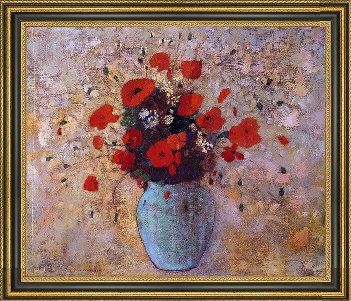 Odilon Redon Vase of Poppies Framed Premium Canvas Print, 20"x25"