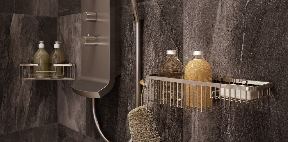 9122 Shower and Soap Basket Combo, Polished Stainless Steel