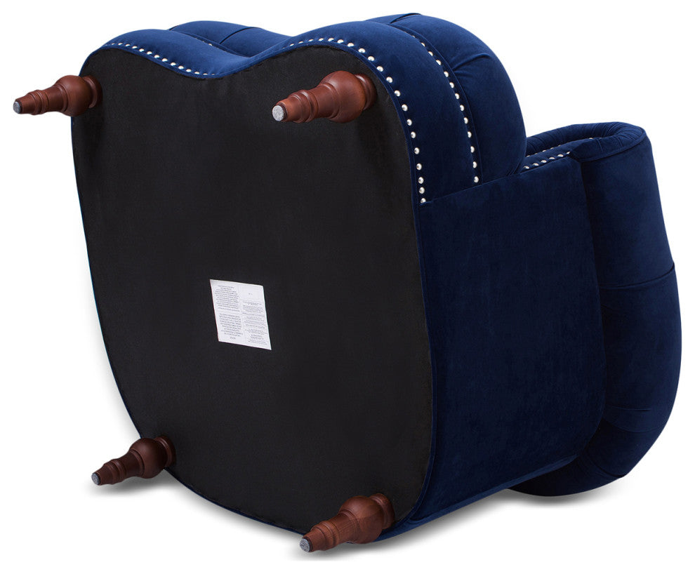 La Rosa 42" Chesterfield Tufted Accent Chair, Navy Blue Velvet