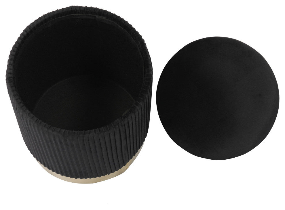 Zoe Black Velvet Storage Ottoman