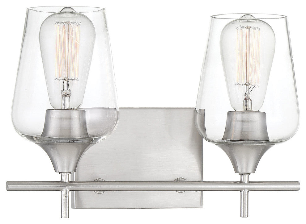 Octave Bathroom Vanity Light, Satin Nickel, 2-Light