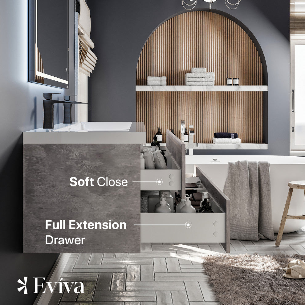 Eviva Surf 57" Bathroom Vanity, Cement Grey