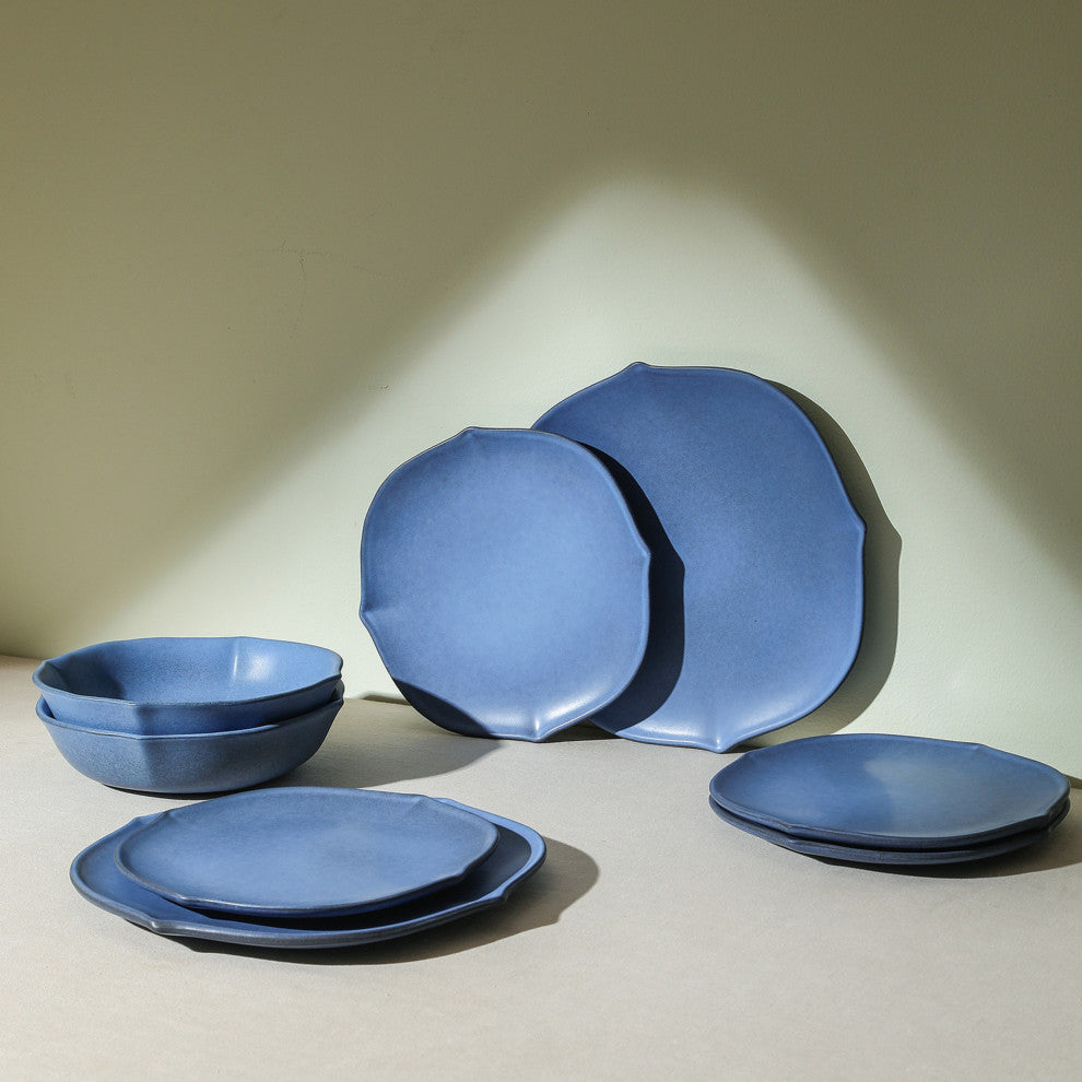 Stone Lain Baskerville Stoneware 24-Piece Dinnerware Set, Blue