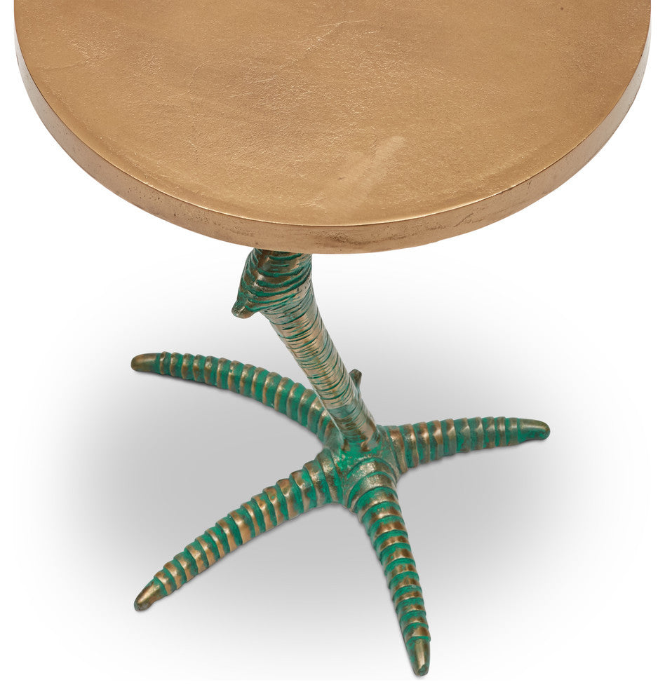 Elements Pavo End Table, Antique Brass
