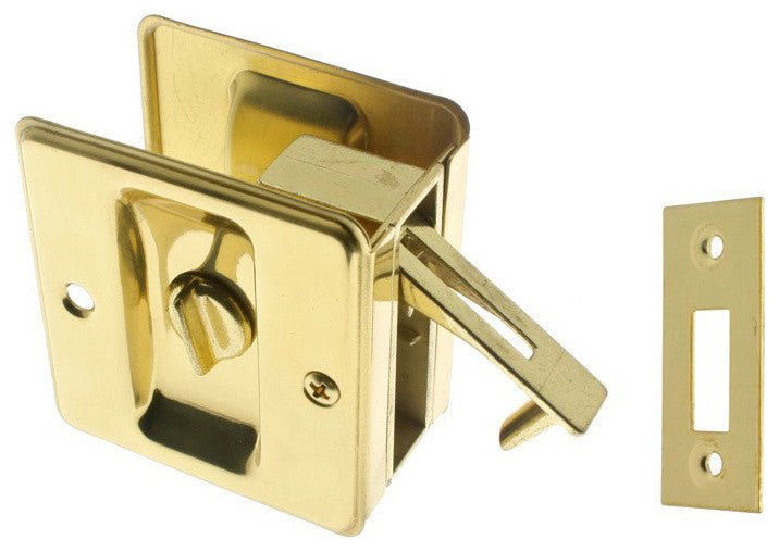Genuine Solid Brass Pocket Privacy Pull, Polished Brass, No Lacquer