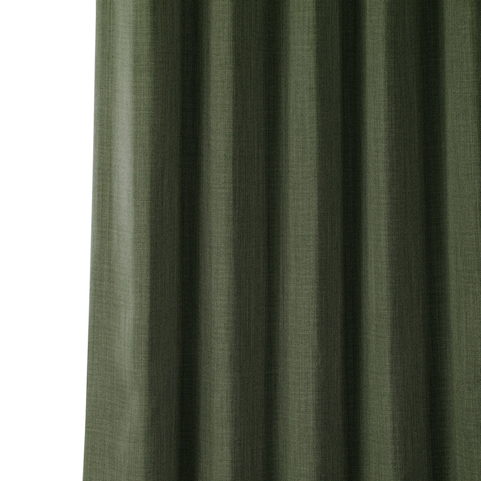 Faux Linen Darkening Curtain Single Panel, Tuscany Green, 50"x108"