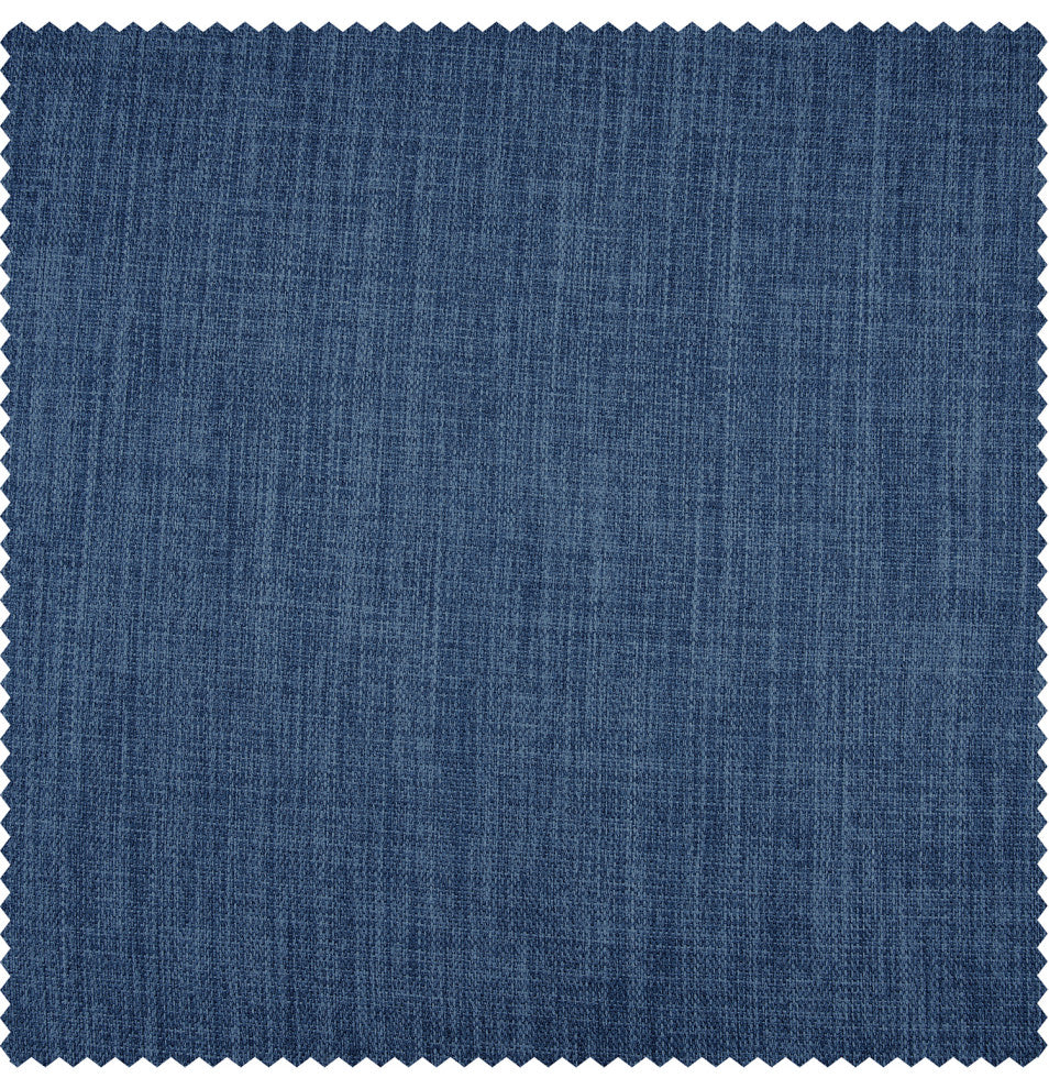 Faux Linen Darkening Curtain Single Panel, Denim, 50"x84"