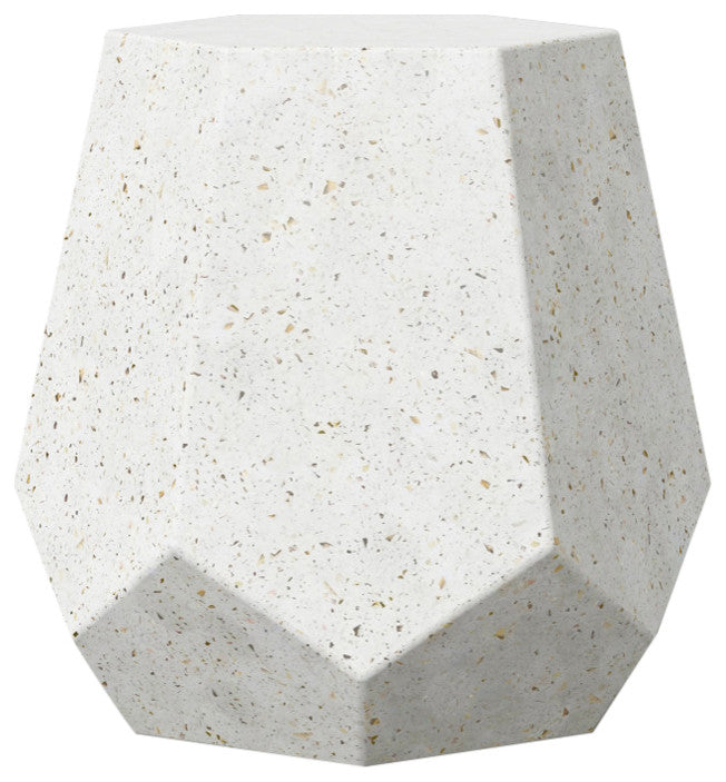 Mixx, Faceted Stool, Ivory Terrazzo