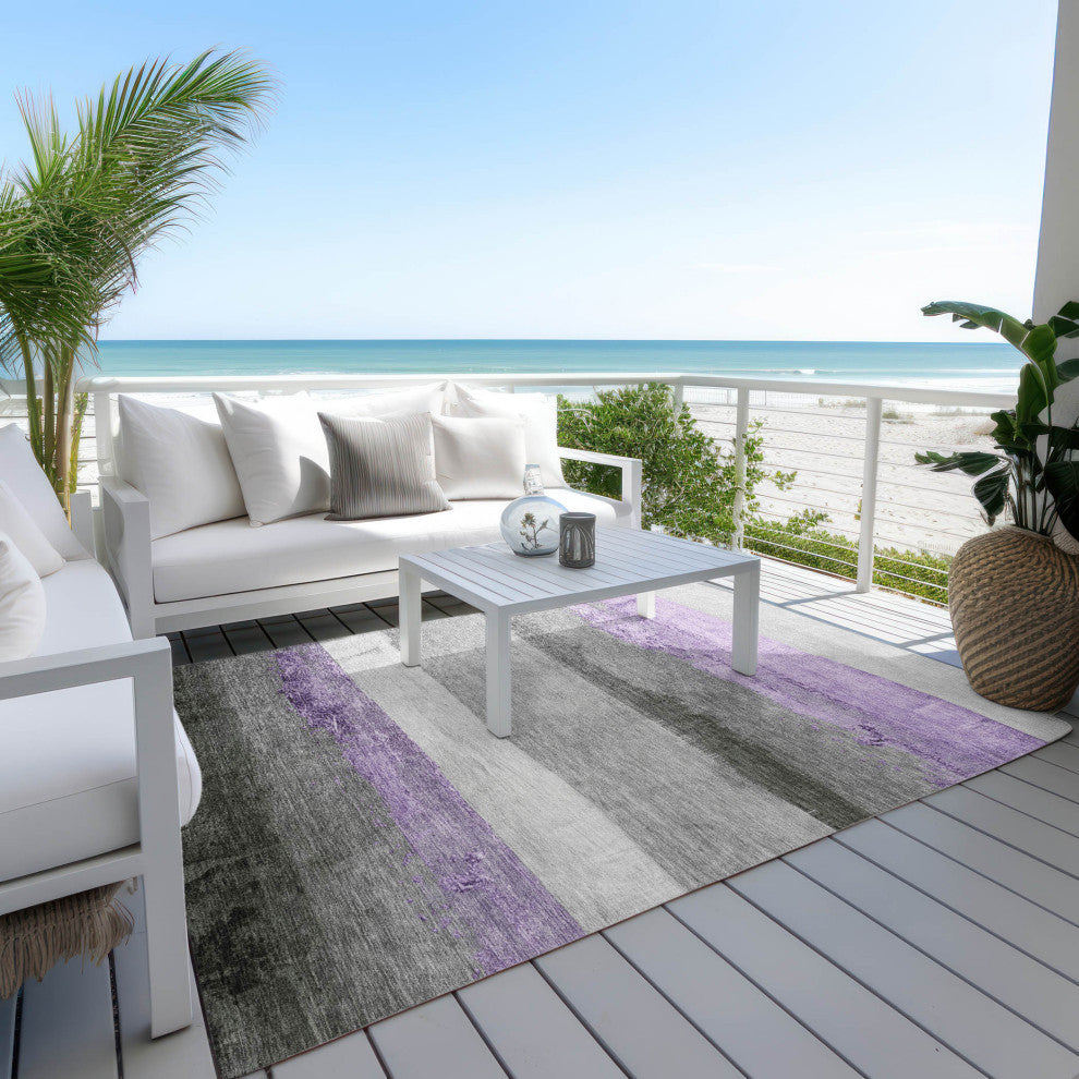 Machine Washable Indoor/Outdoor Chantille ACN1883 Violet 3' x 5' Rug
