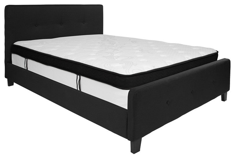 Tribeca Tufted Upholstered Platform Bed With Memory Foam Pocket Spring Mattress