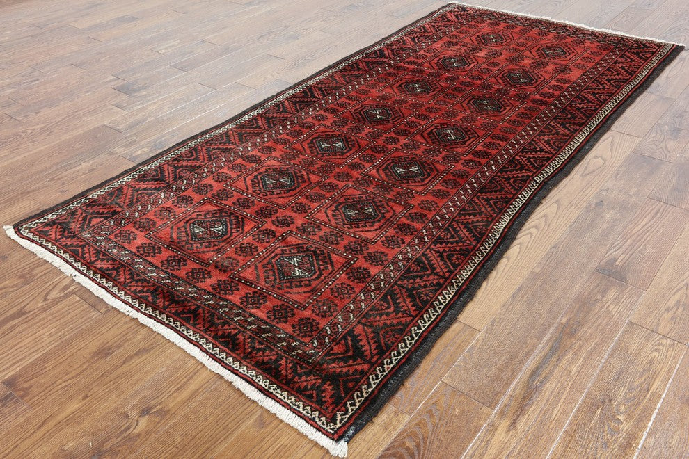 4'x9 Persian Balouch Traditional Wool Runner, W2324