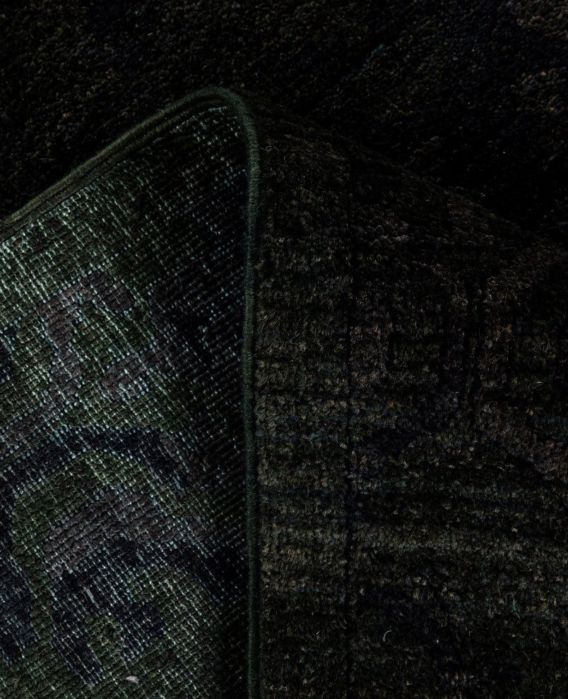 Overdyed One-of-a-Kind Hand-Knotted Area Rug Black, 4' 1" x 6' 3"