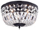 3-Light Bowl Style Crystal Basket Black Flush Mount Chandelier