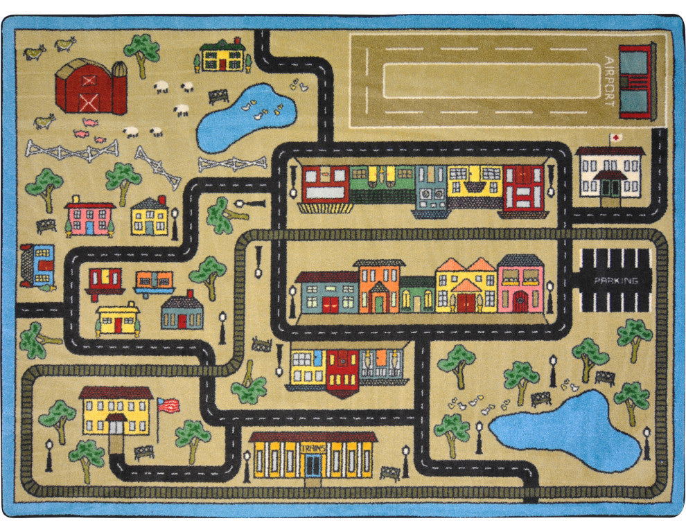 Kid Essentials Rug, Tiny Town, Sandstone, 5'4"x7'8"