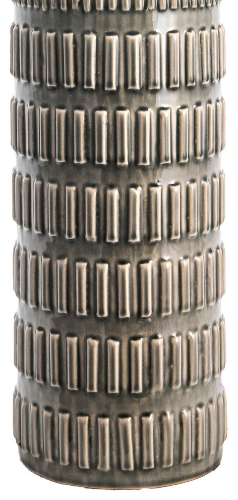 Nuloom 25" Tangela Ridged Ceramic Linen Shade Gray, On-Off Switch Table Lamp