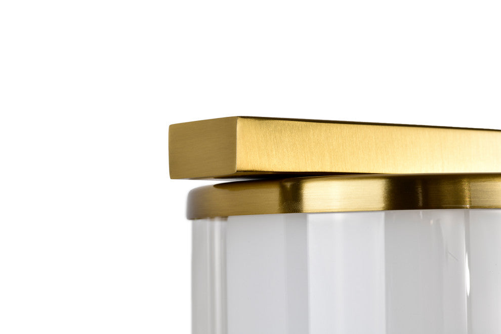 3-Light Gold Modern Vanity Light With Clear Glass and White Glass Dual Shades