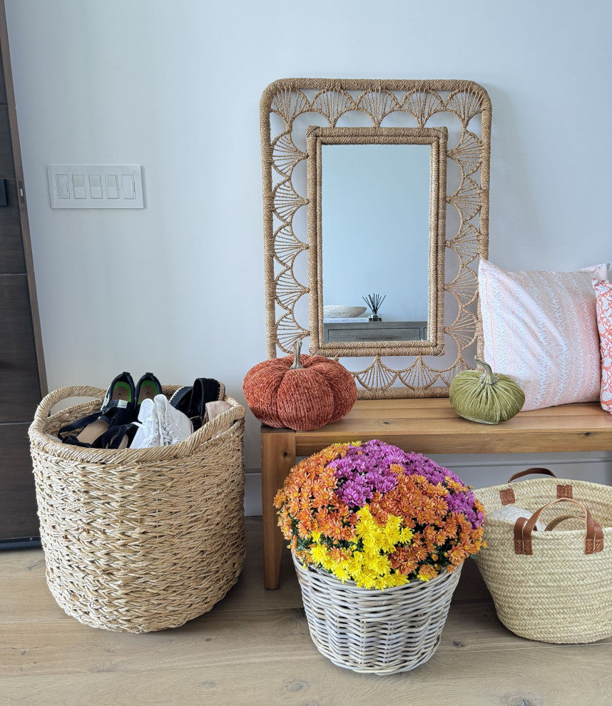 Extra Large Handwoven Decorative Storage Basket, Twisted Sea Grass