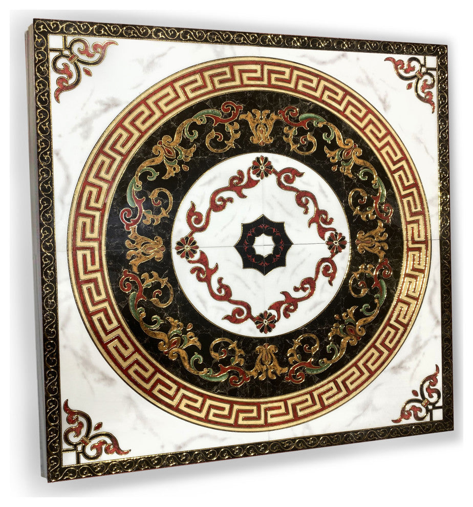 48"x48" Center Piece Porcelain Medallion Greek Key Motif