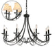 Iris 8-light Antique Black Iron Chandelier