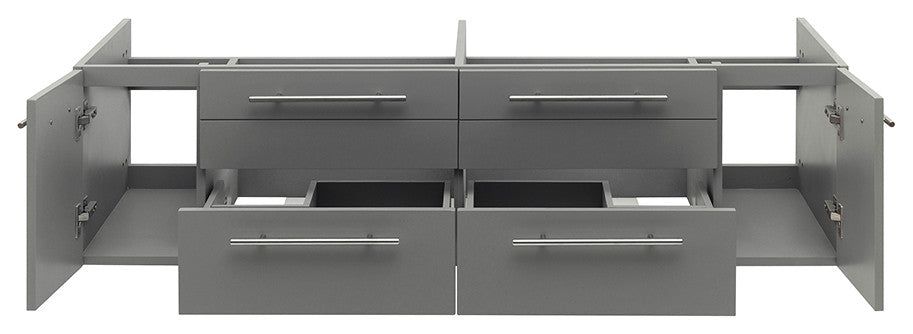 Lucera Wall Mount Double Undermount Sink Bathroom Cabinet, Gray, 60"