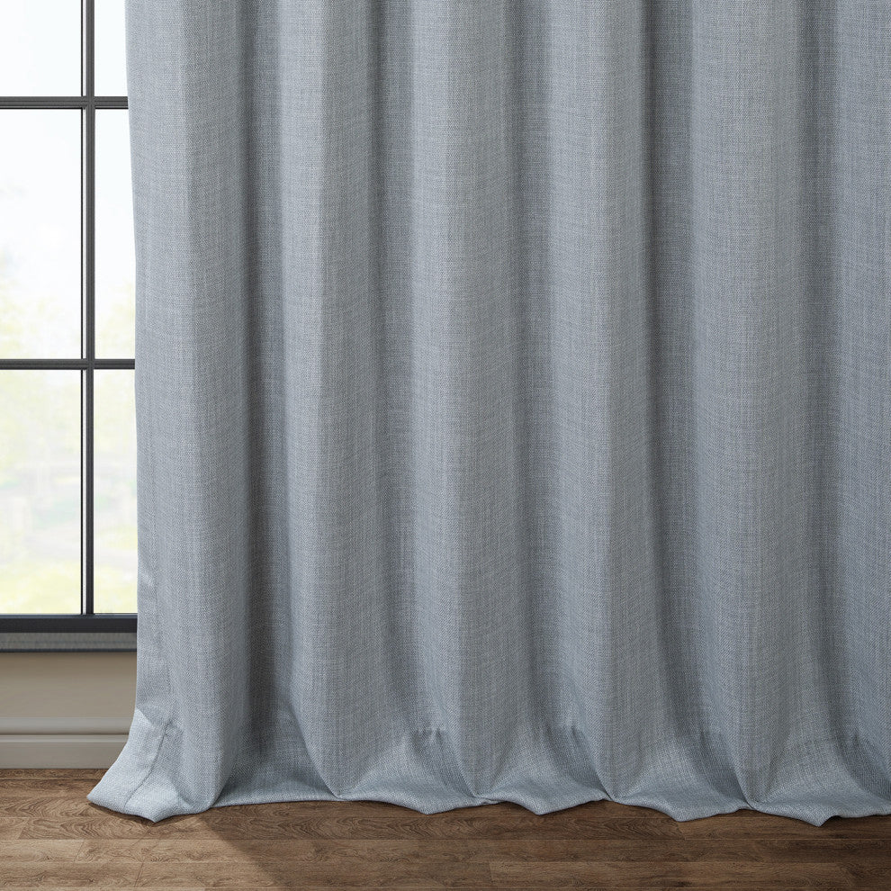 Faux Linen Darkening Curtain Single Panel, Heather Gray, 50"x108"