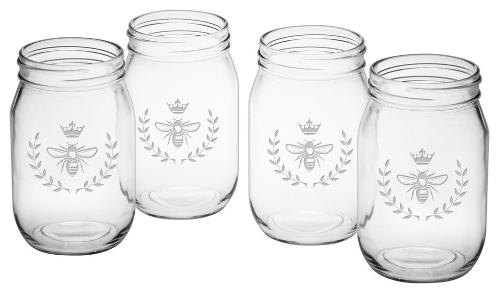 Vintage Bee Drinking Jars, Set of 4