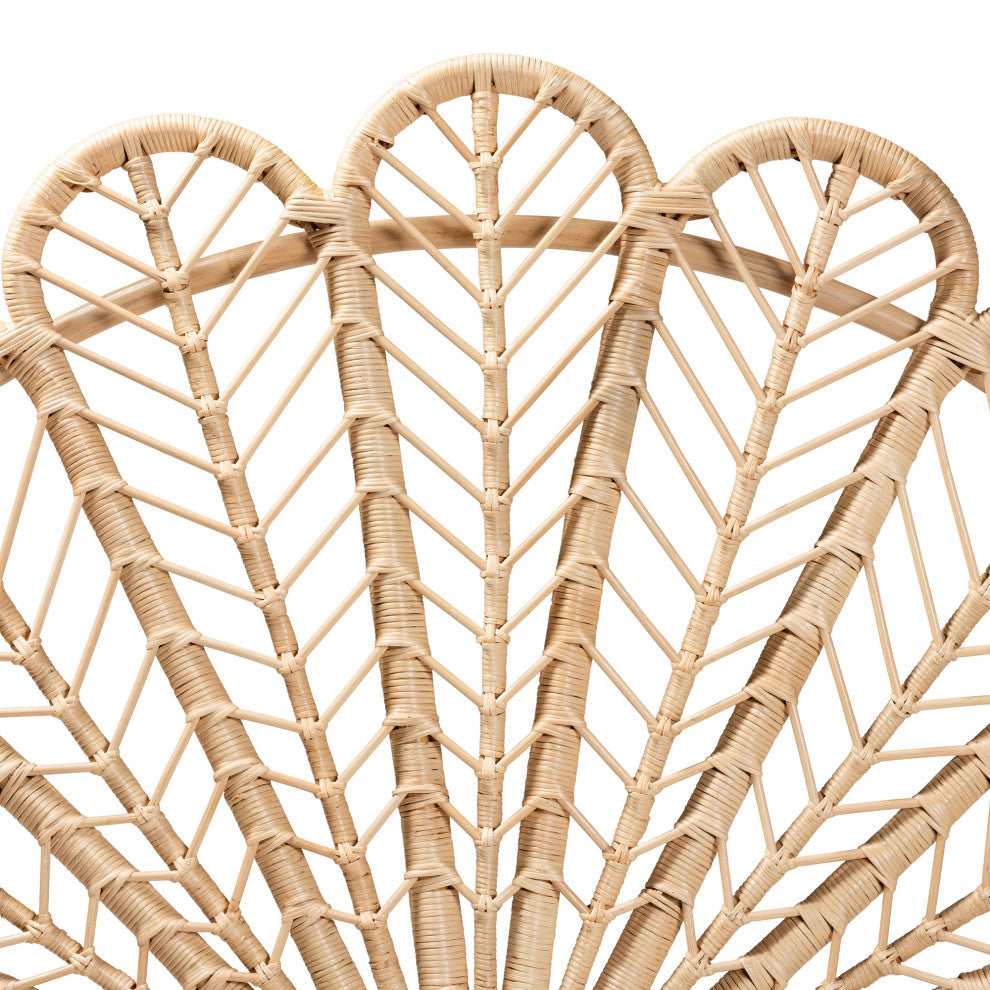 Oriane Modern Bohemian Natural Brown Rattan Queen Size Headboard