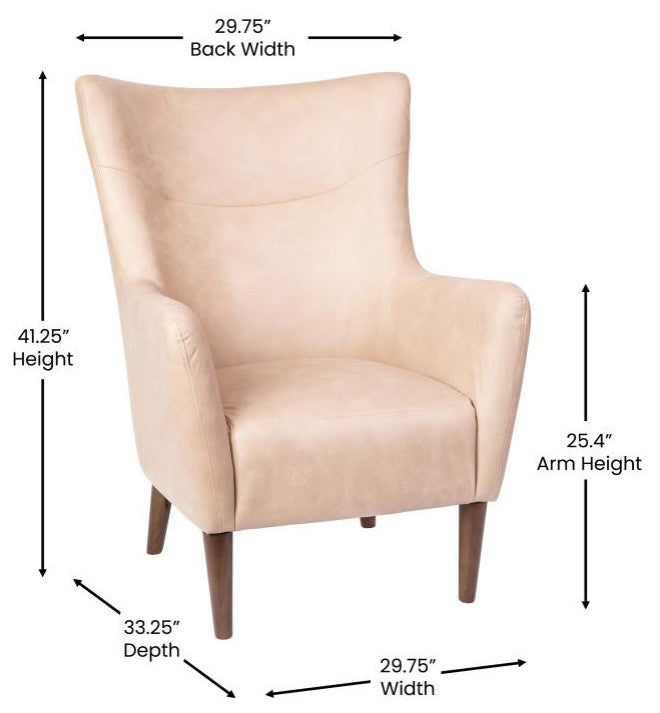 Connor Traditional Wingback Accent Chair, Light Brown