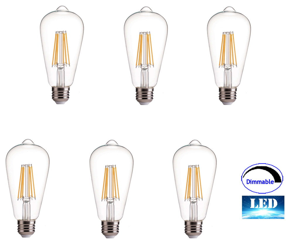Artiva USA Dimmable LED Bulbs, Warm White 3000k. E26 Base 8W, Set of 6