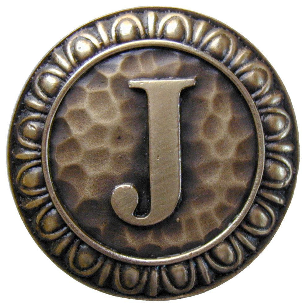 Initial A Knob Antique Brass, Antique Brass, J