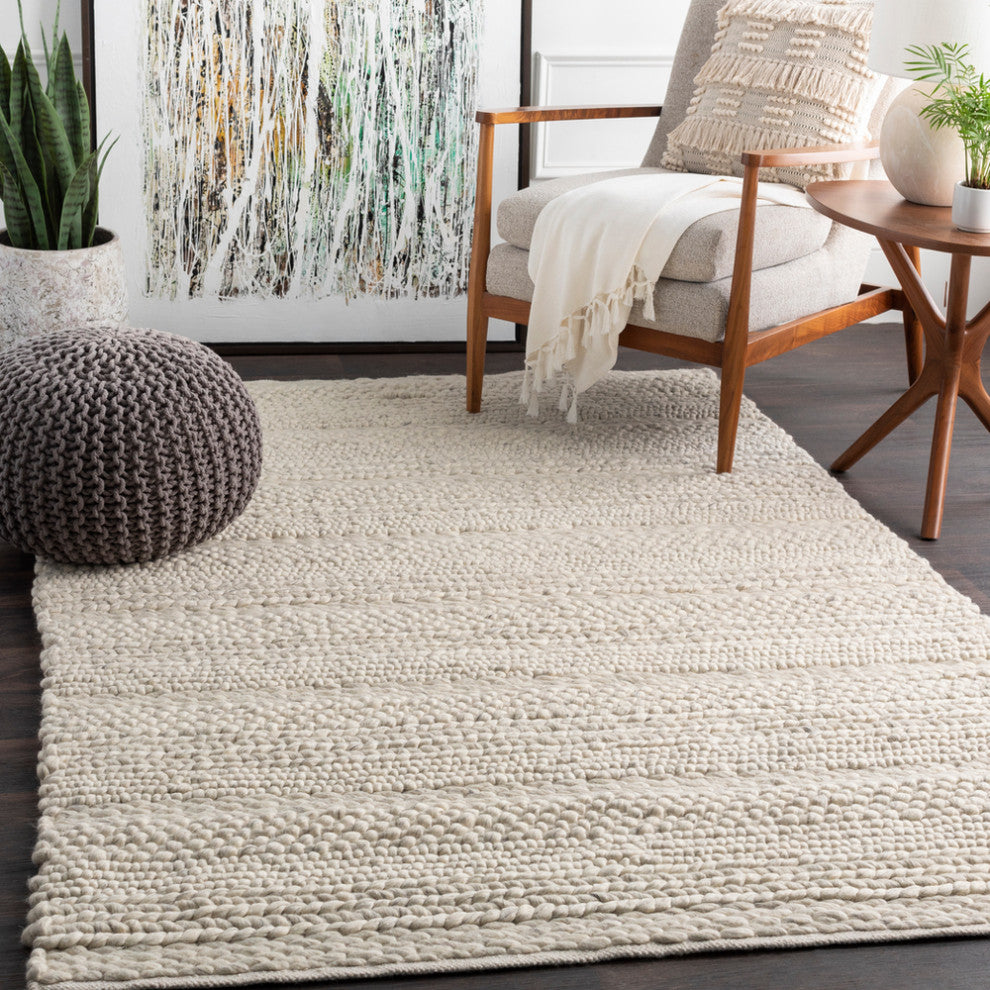 Surya Tahoe TAH-3700 Texture Area Rug, Ivory, 5' x 8' Rectangle