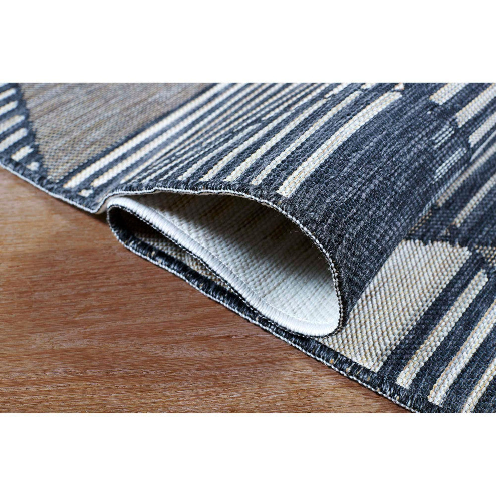 Plaza Triangles Reversible Indoor/Outdoor Area Rug, Charcoal, 3'3"x5'