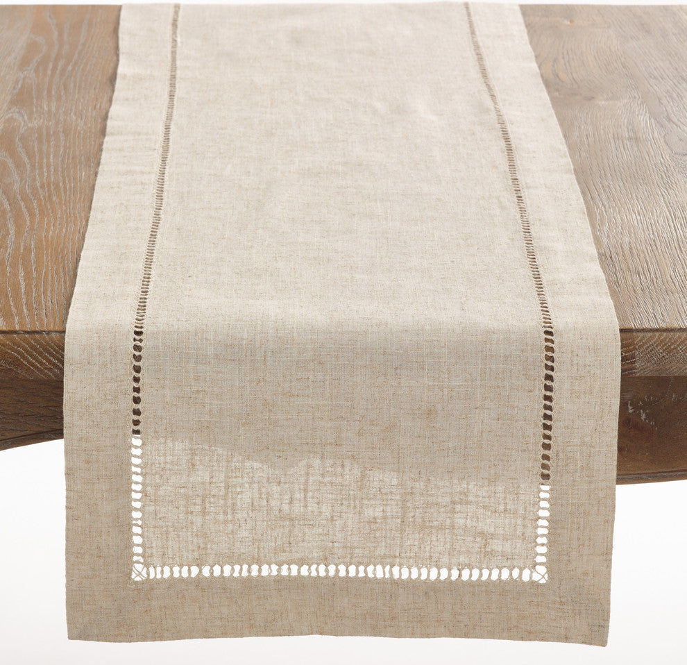 Classic Hemstitched Linen Blend Runner, 16"x90"